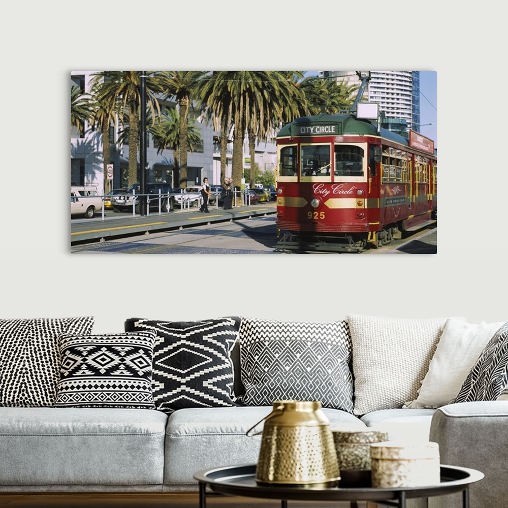 A bohemian room featuring Cable car along a road, City Circle Tram, Harbor Esplanade, Melbourne, Victoria, Australia
