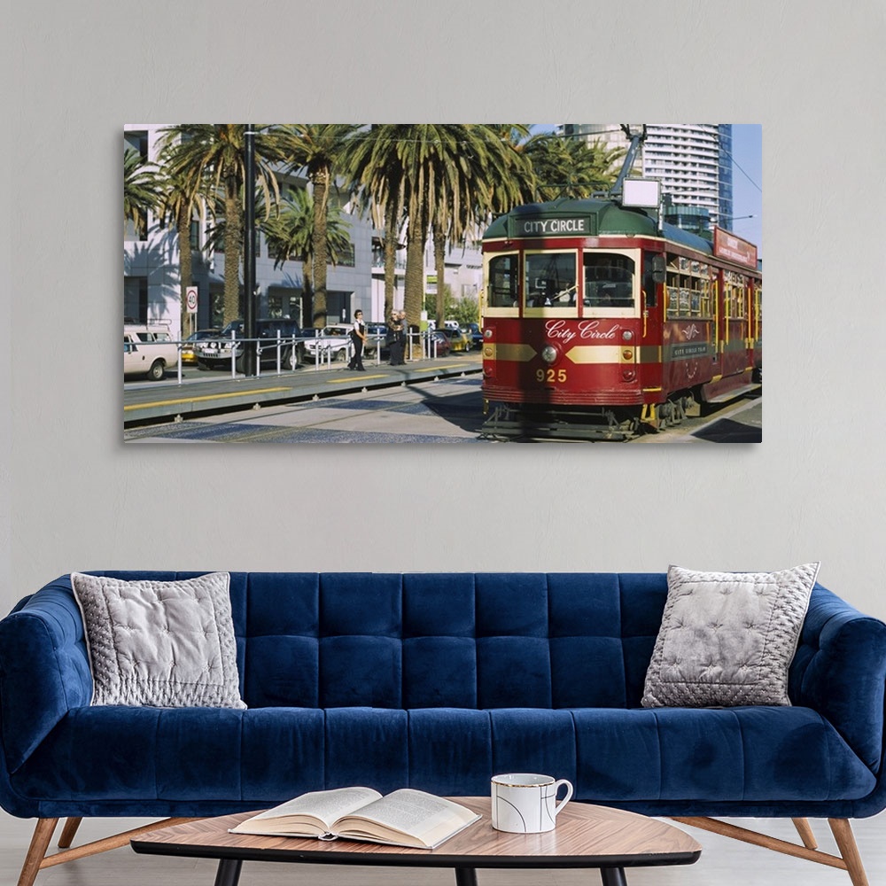 A modern room featuring Cable car along a road, City Circle Tram, Harbor Esplanade, Melbourne, Victoria, Australia