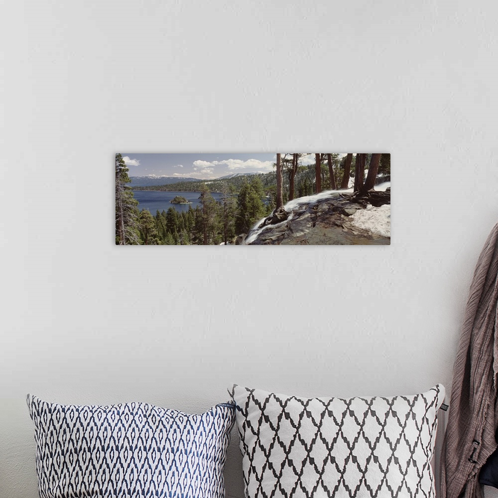A bohemian room featuring California, Lake Tahoe, Emerald Bay, High angle view of the Eagle Falls