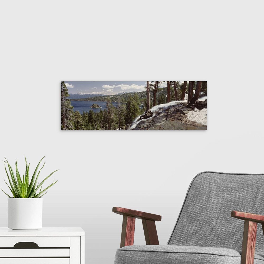 A modern room featuring California, Lake Tahoe, Emerald Bay, High angle view of the Eagle Falls