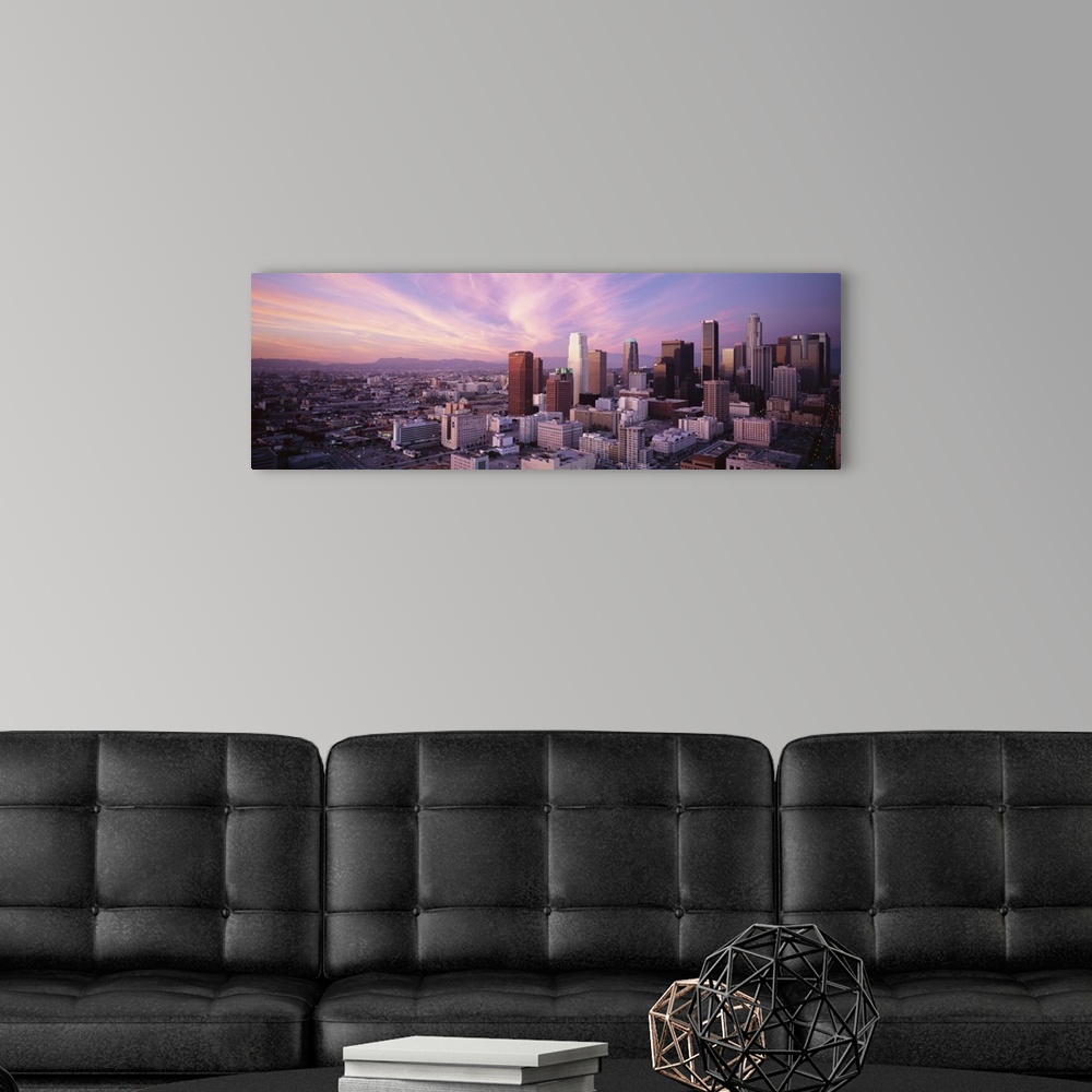 A modern room featuring Panoramic photograph taken from an aerial view overlooking the nicknamed ""City of Angels"" found...