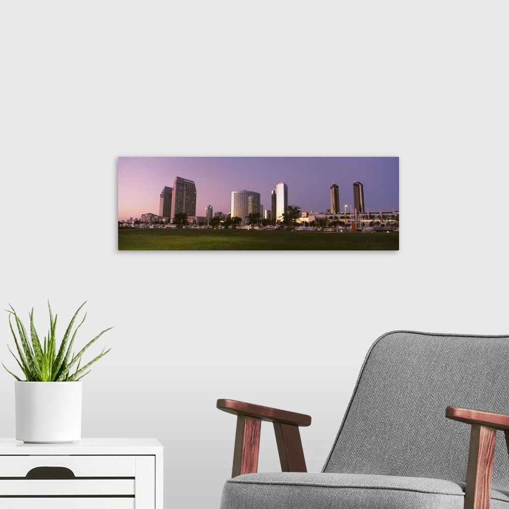 A modern room featuring California, San Diego, Marina Park and Skyline at dusk