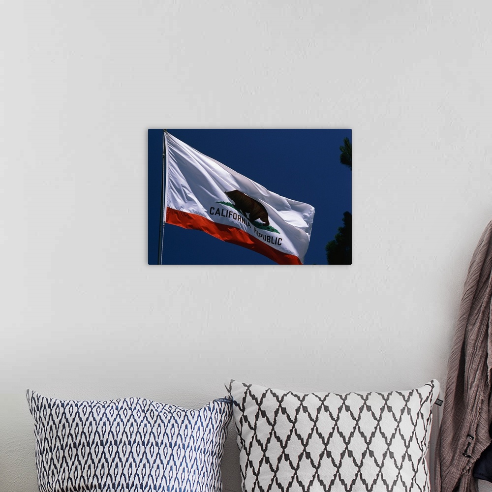 A bohemian room featuring California State Flag