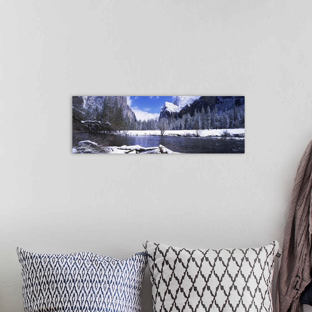 A bohemian room featuring California, Yosemite National Park, Flowing river in the winter