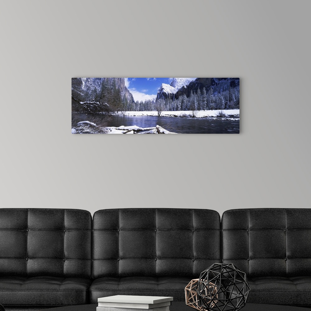 A modern room featuring California, Yosemite National Park, Flowing river in the winter