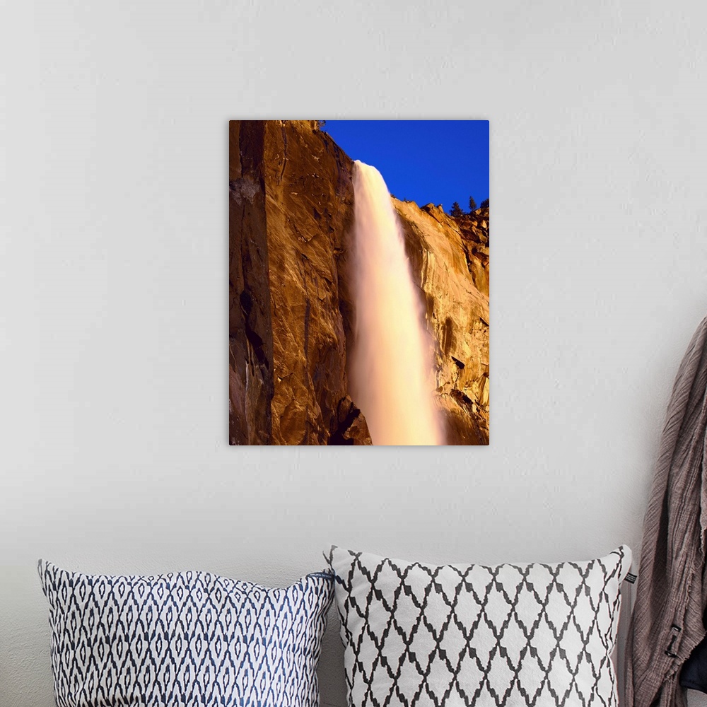 A bohemian room featuring California, Yosemite National Park, Low angle view of the waterfall falling from the mountain
