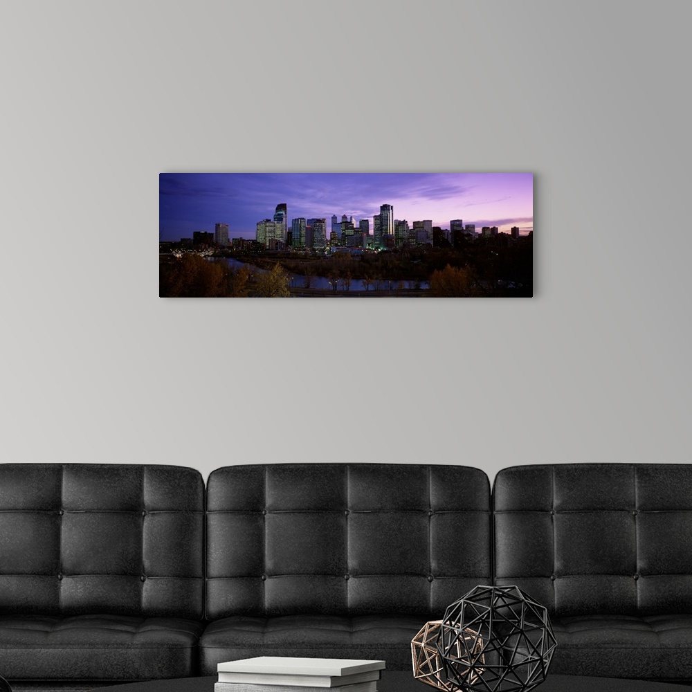 A modern room featuring Canada, Alberta, Calgary, Crescent Drive, City at dusk from Crescent Drive