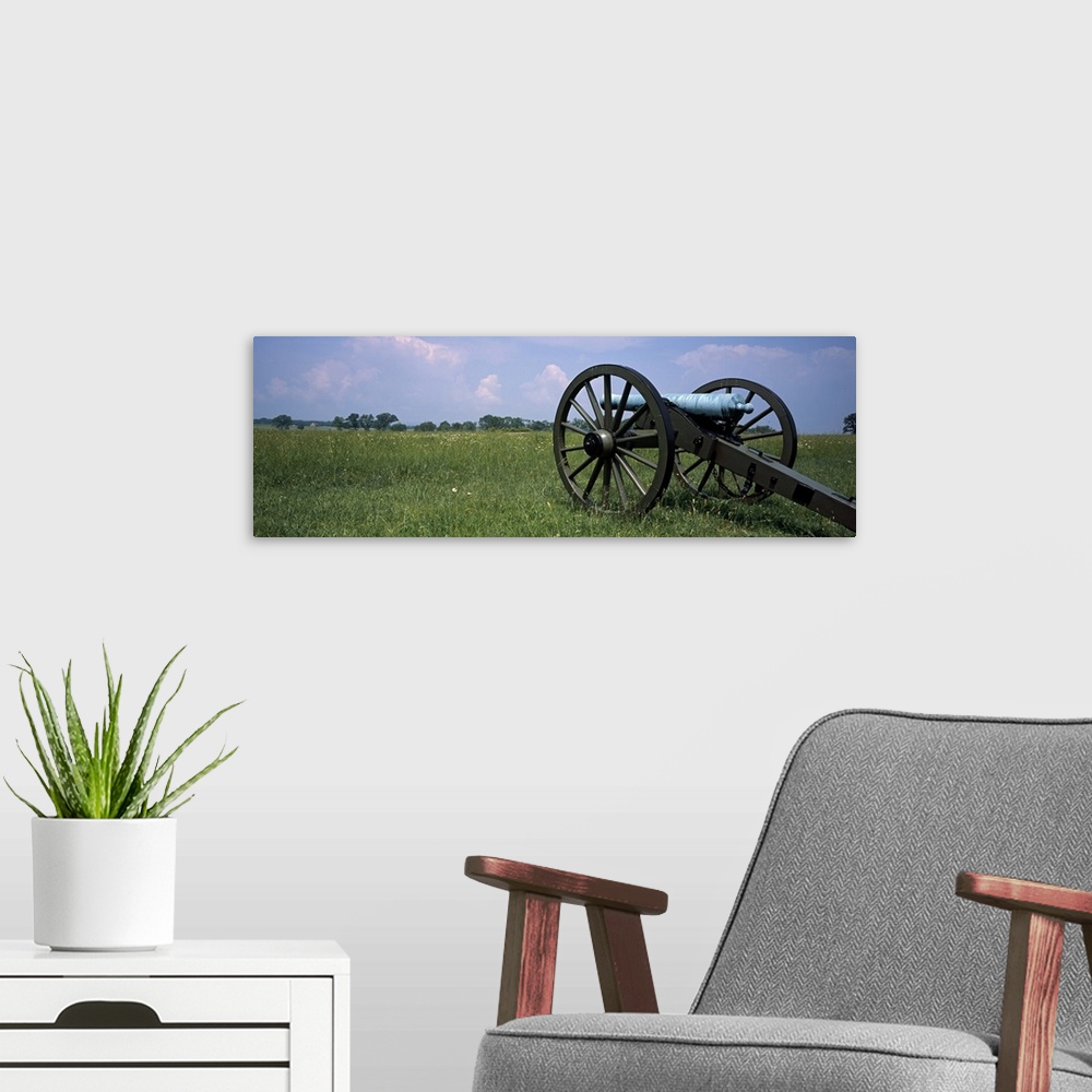 A modern room featuring Cannon in a battlefield, Gettysburg National Military Park, Gettysburg, Adams County, Pennsylvania