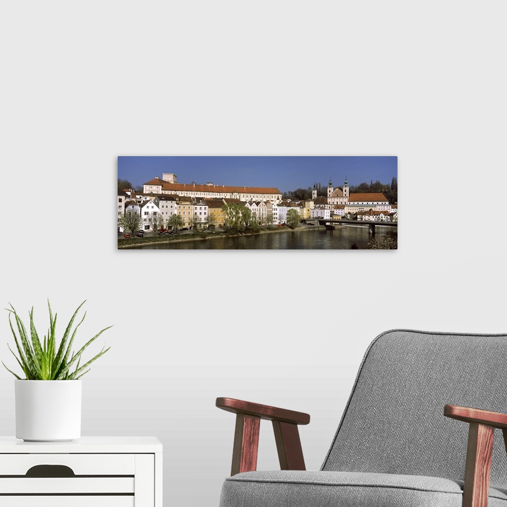 A modern room featuring city view with Lamberg Castle, Steyr, Upper Austria, Austria