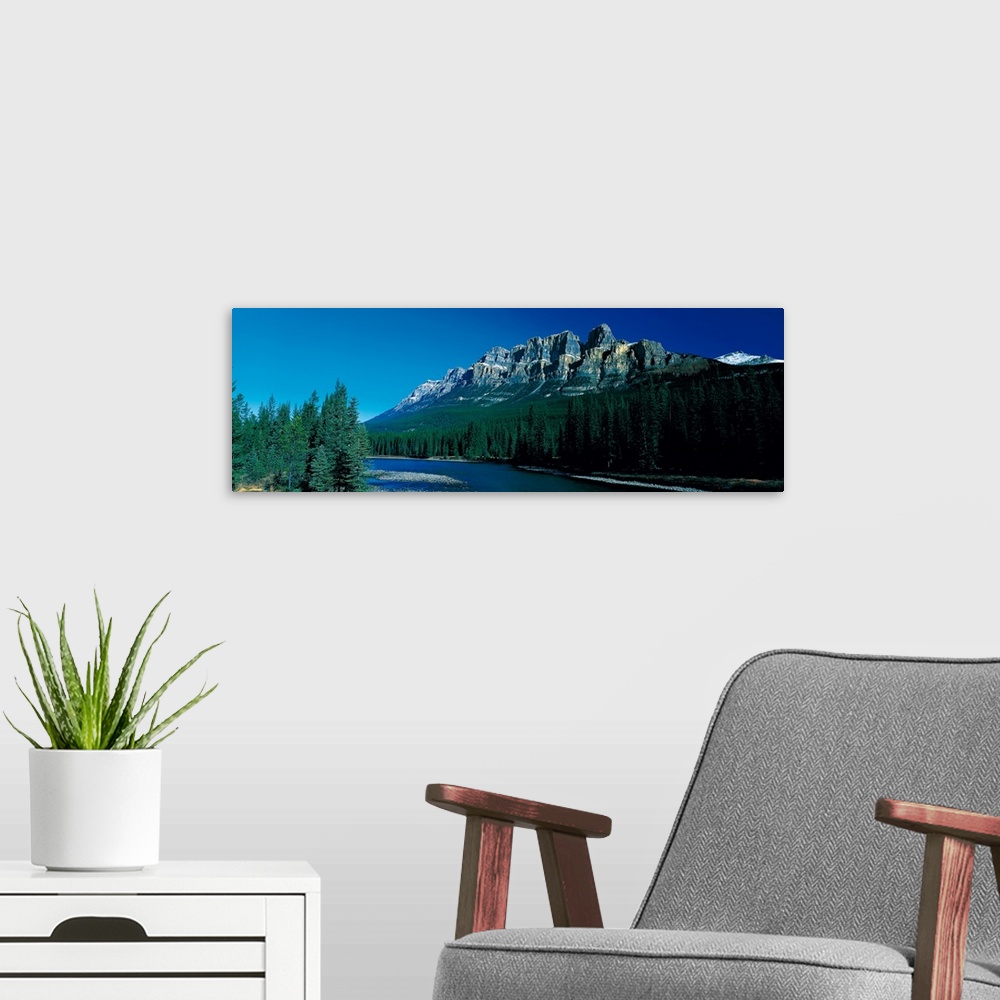 A modern room featuring Castle Mountain Banff National Park Alberta Canada