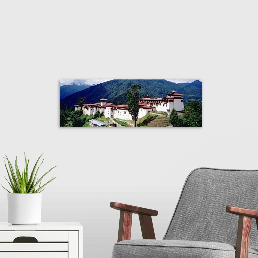A modern room featuring Castle on a mountain, Trongsar Dzong, Trongsar, Bhutan