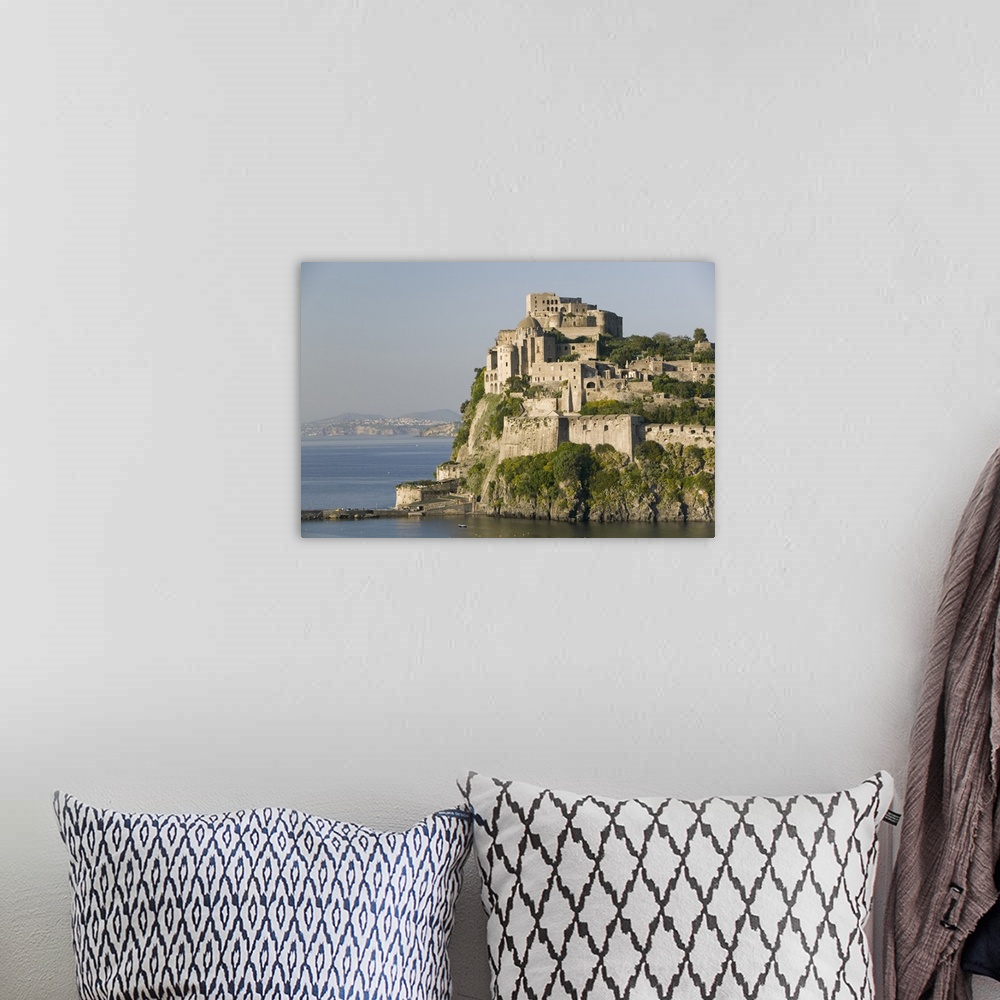 A bohemian room featuring Castle on an island, Castello Aragonese d Ischia, Naples, Campania, Italy