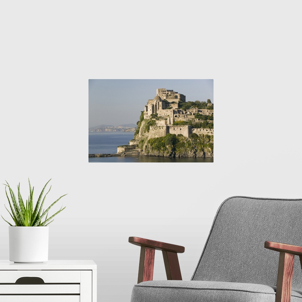 A modern room featuring Castle on an island, Castello Aragonese d Ischia, Naples, Campania, Italy