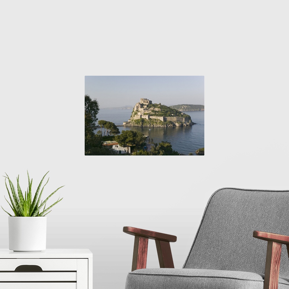 A modern room featuring Castle on an island, Castello Aragonese, Ischia, Naples, Campania, Italy