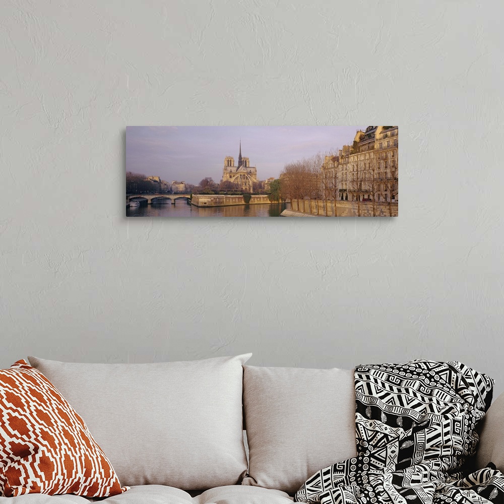 A bohemian room featuring Cathedral near Seine river, Notre Dame Cathedral, Paris, France