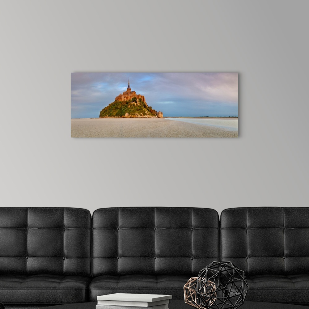 A modern room featuring Cathedral on an island, Mont Saint-Michel, Manche, Basse-Normandy, France