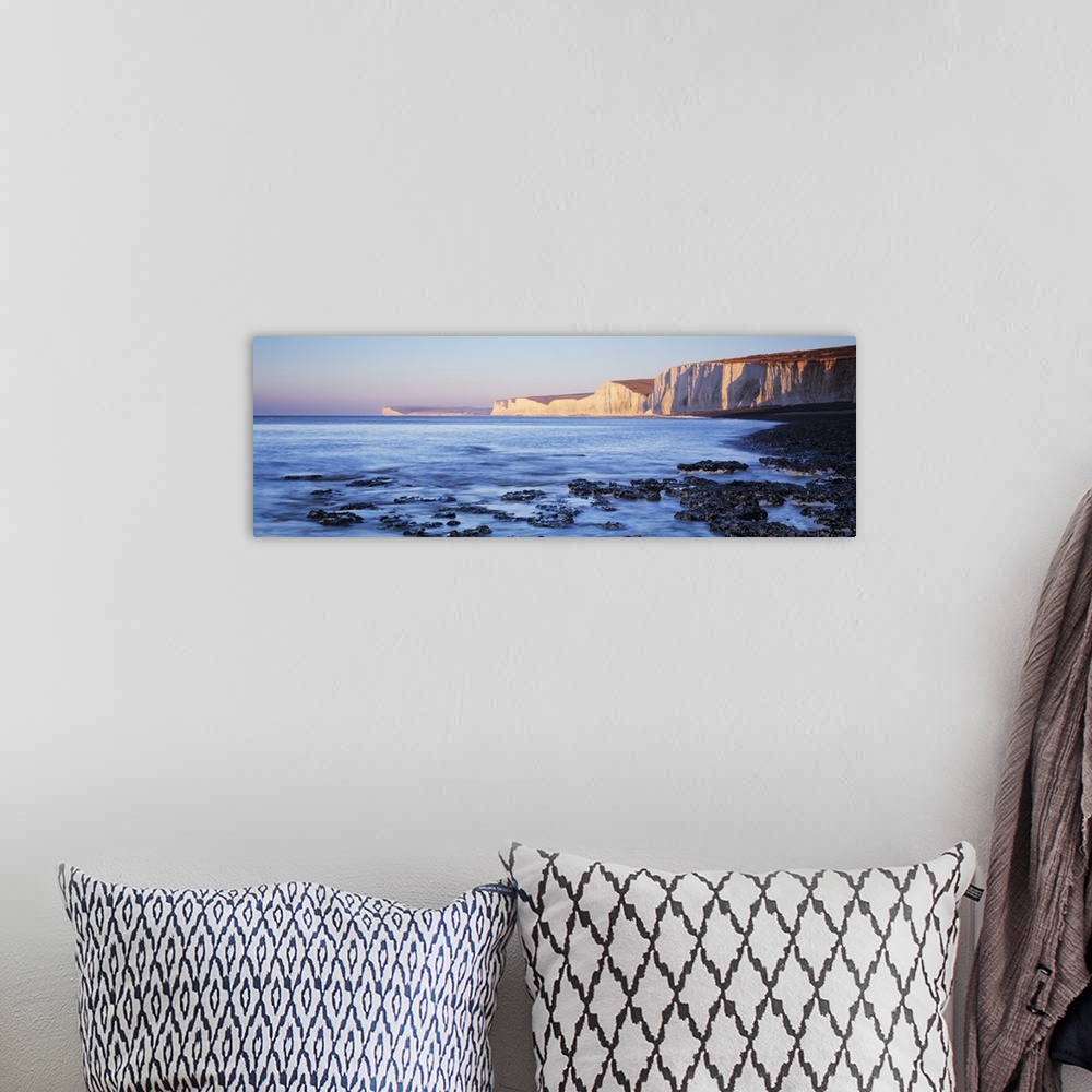 A bohemian room featuring Chalk cliffs at seaside, Seven sisters, Birling Gap, East Sussex, England