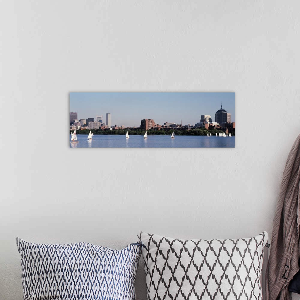 A bohemian room featuring Charles River Skyline Boston MA