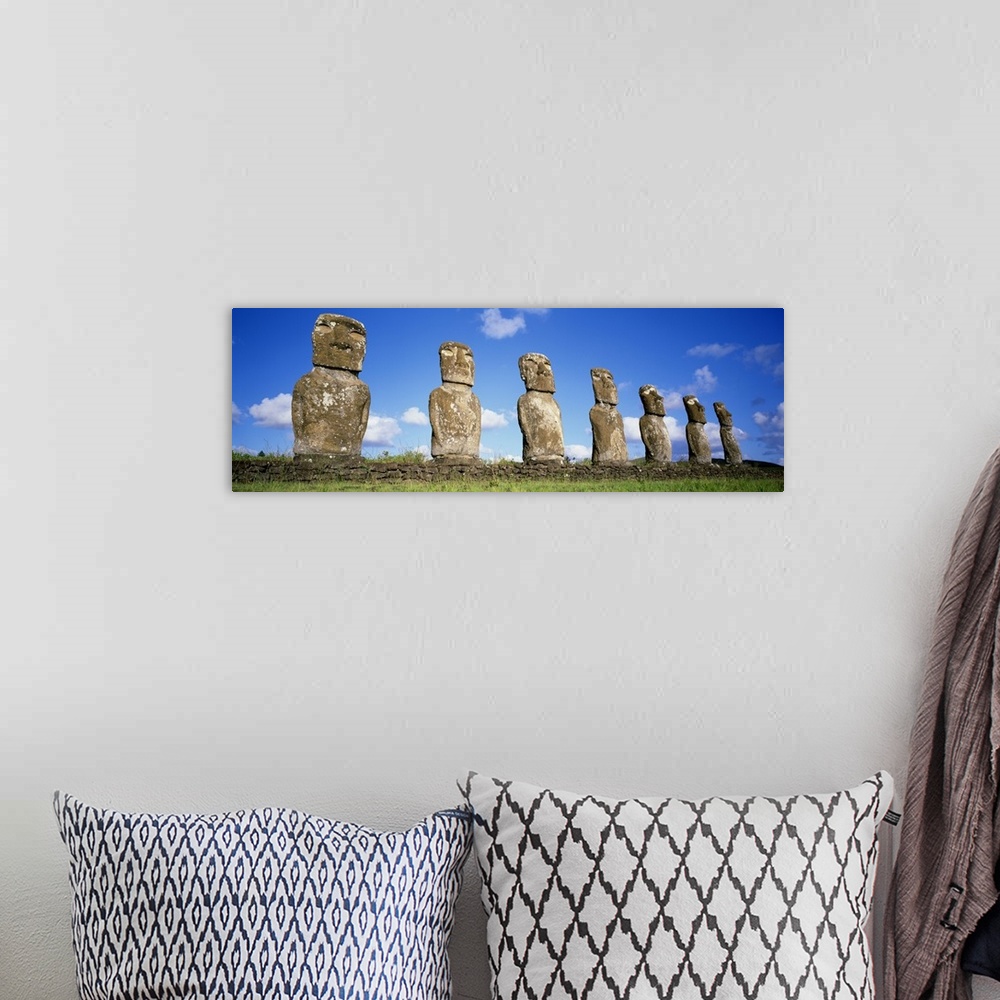 A bohemian room featuring Chile, Easter Islands, stone heads