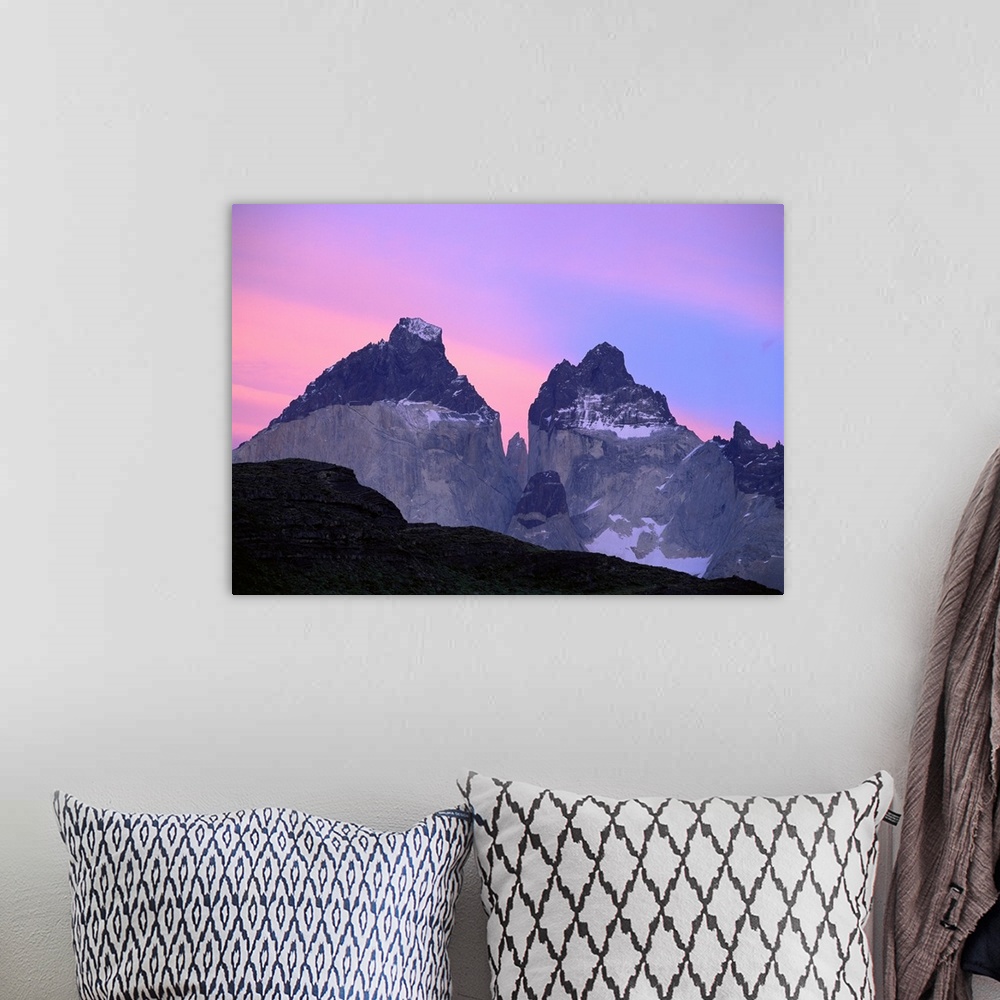 A bohemian room featuring Chile, Torres Del Paine National Park, Low angle view of rock mountain peaks