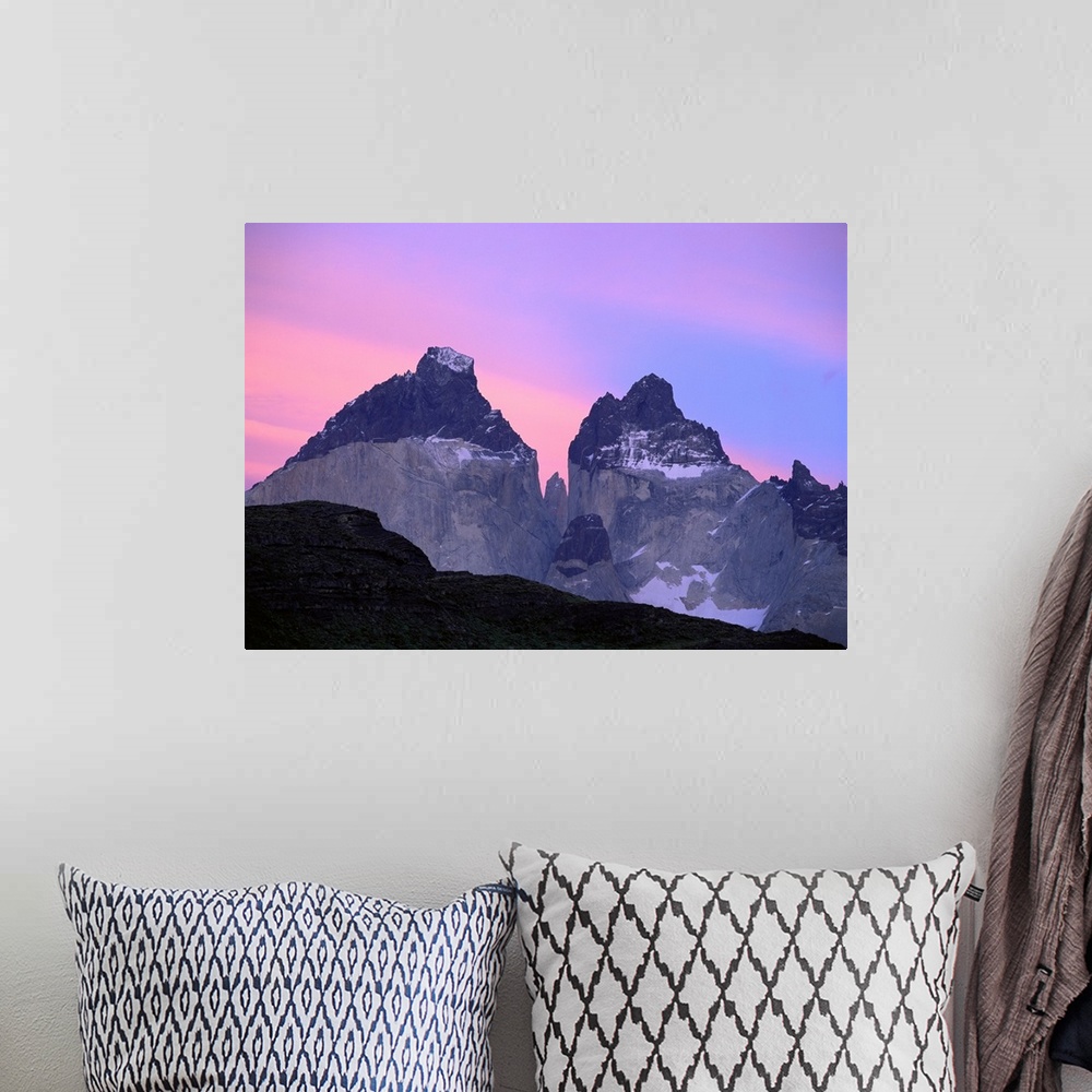 A bohemian room featuring Chile, Torres Del Paine National Park, Low angle view of rock mountain peaks