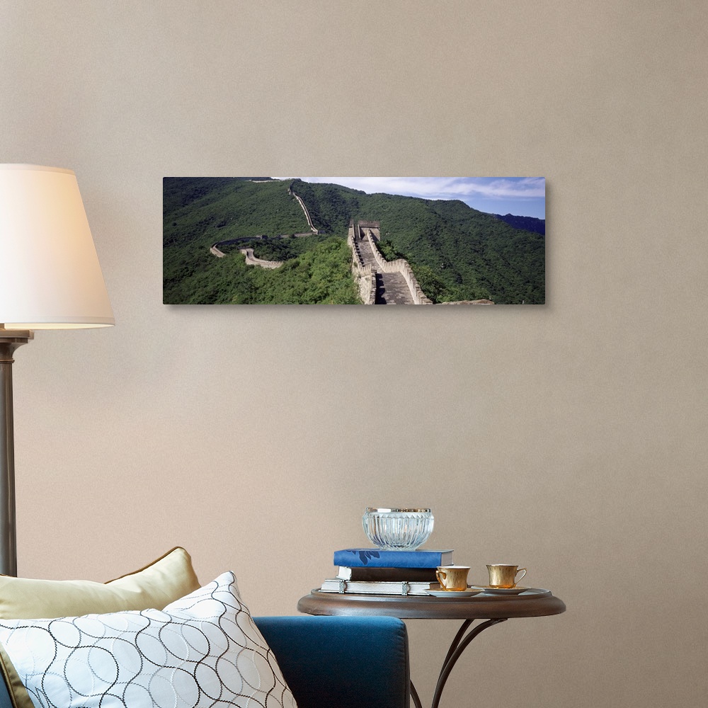 A traditional room featuring Panoramic view of the Great Wall of China which spans over 4,000 miles, making it the longest man...