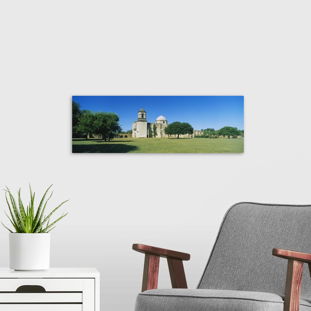 A modern room featuring Church in a park, Mission Conception, San Antonio Missions National Historical Park, Texas