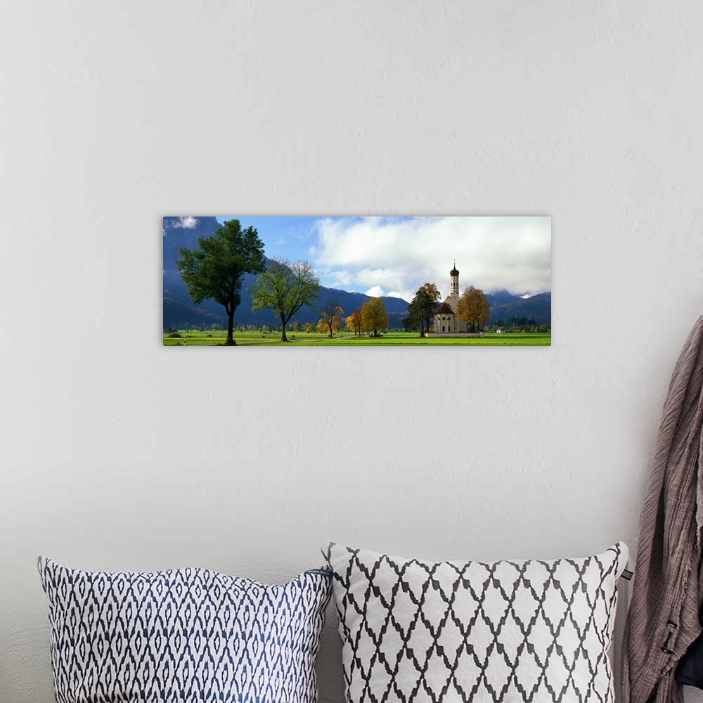 A bohemian room featuring Church with fall landscape Bavaria Germany