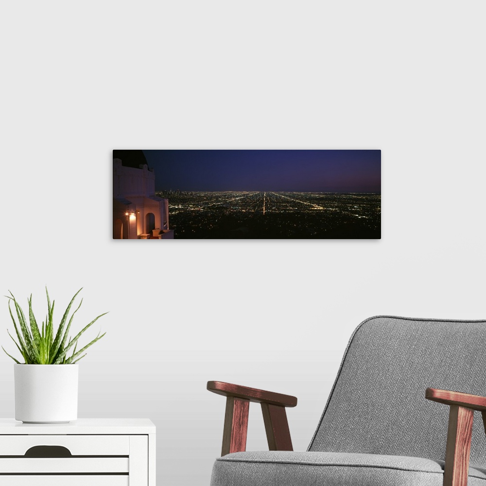 A modern room featuring City at night, Griffith Park Observatory, Griffith Park, City Of Los Angeles, Los Angeles County,...