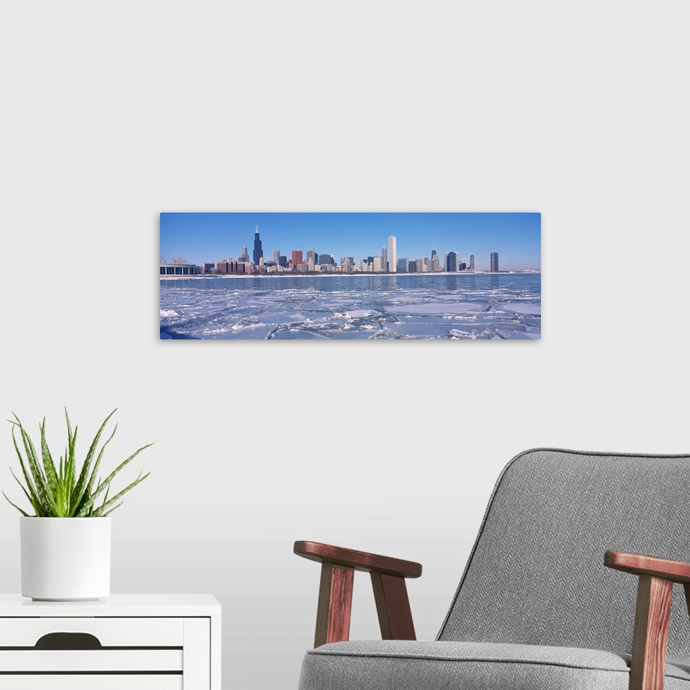 A modern room featuring City at the waterfront, Lake Michigan, Chicago, Cook County, Illinois,