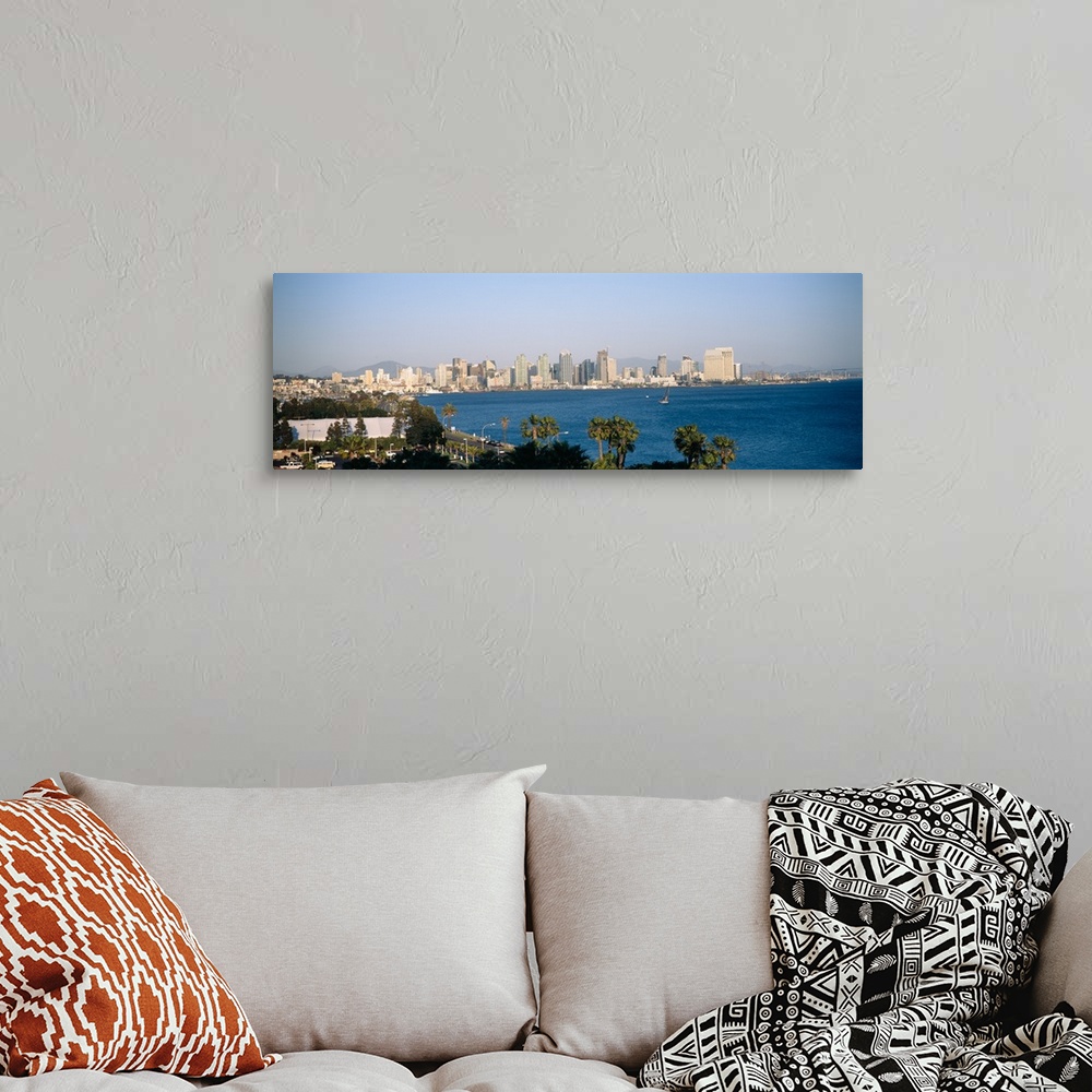 A bohemian room featuring City at the waterfront, San Diego, San Diego Bay, San Diego County, California