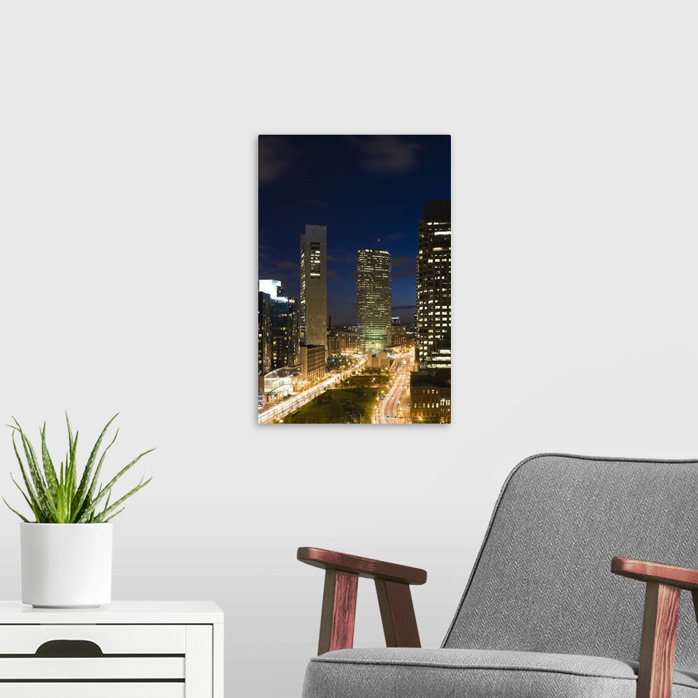 A modern room featuring USA, Massachusetts, Boston, Atlantic Avenue Greenway and Financial District Buildings, elevated s...