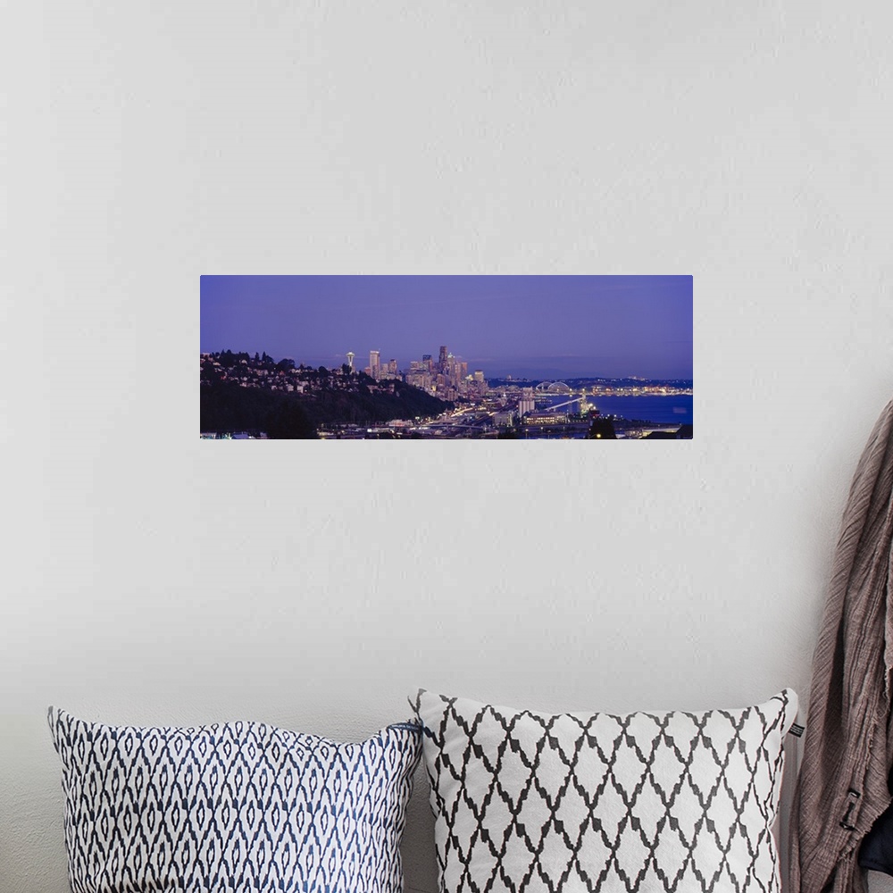 A bohemian room featuring City skyline at dusk, Seattle, King County, Washington State