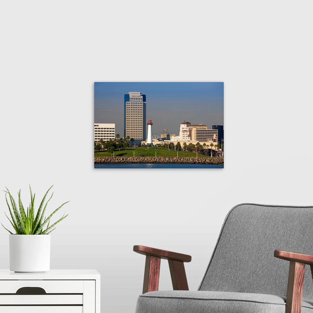 A modern room featuring City viewed from a port, Long Beach, Los Angeles County, California, USA