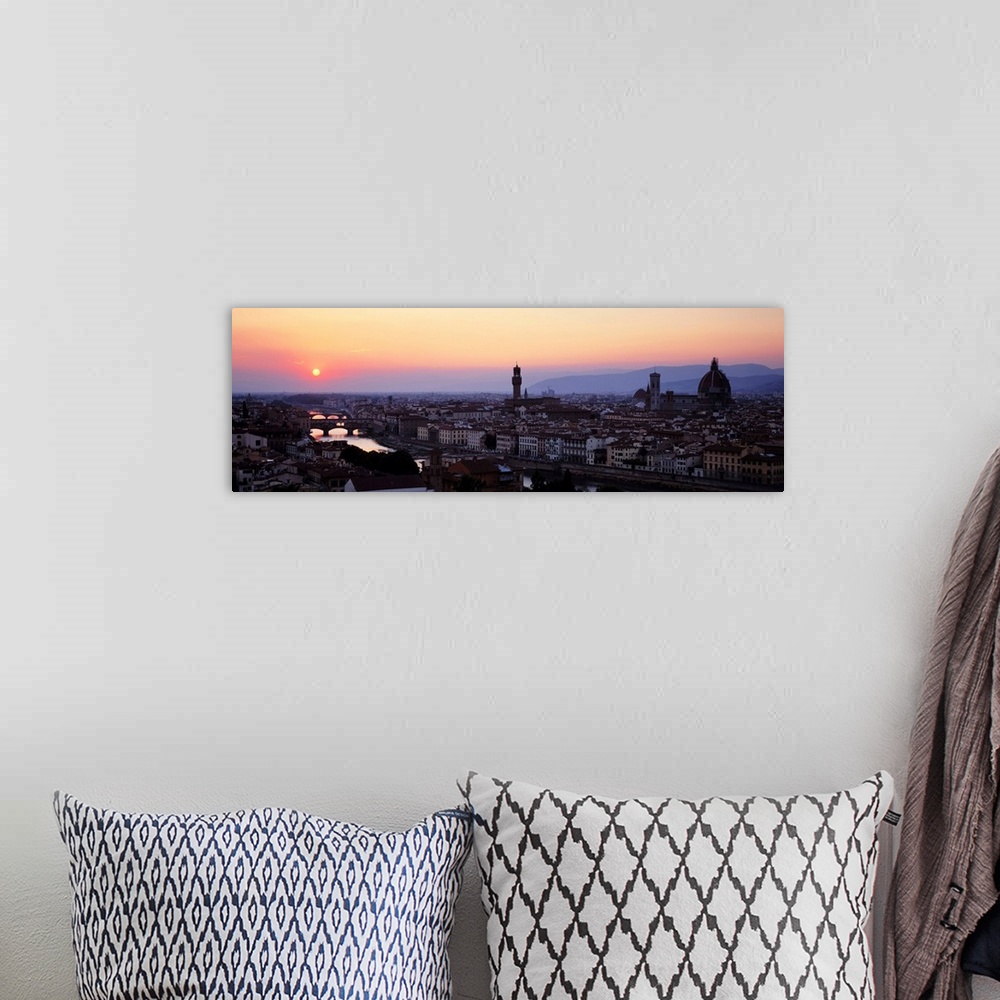 A bohemian room featuring Cityscape at dusk from Piazza Michaelangelo, Florence, Tuscany, Italy