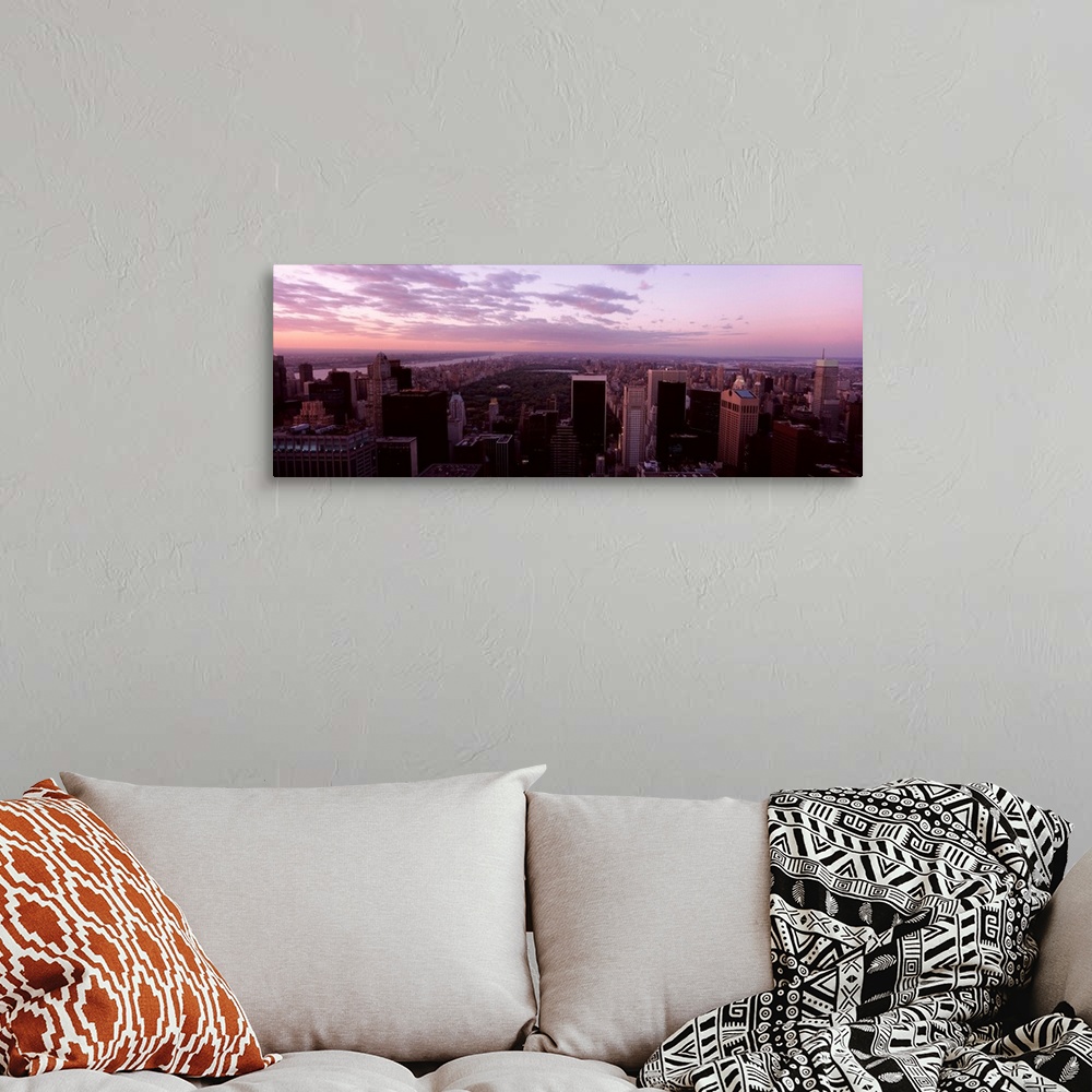A bohemian room featuring Cityscape at sunset, Central Park, East Side of Manhattan, New York City, New York State,