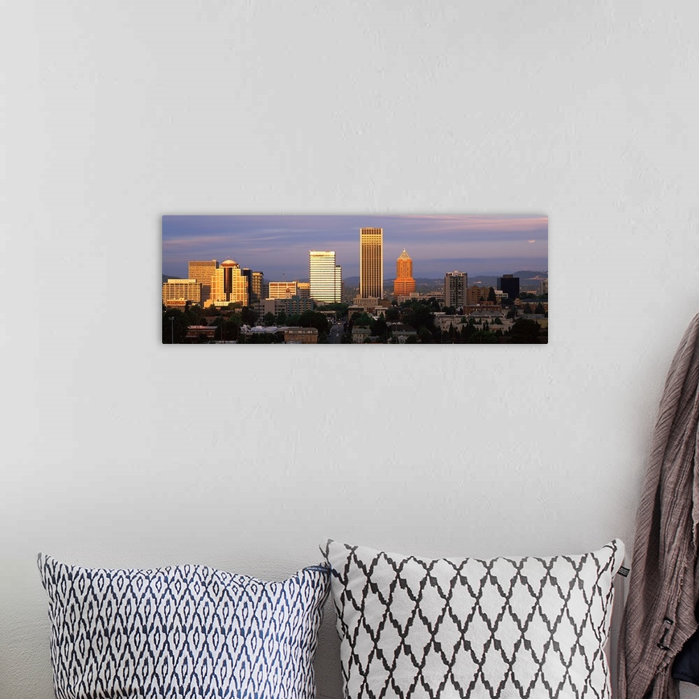 A bohemian room featuring Cityscape at sunset, Portland, Multnomah County, Oregon,