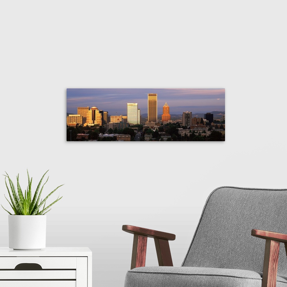 A modern room featuring Cityscape at sunset, Portland, Multnomah County, Oregon,