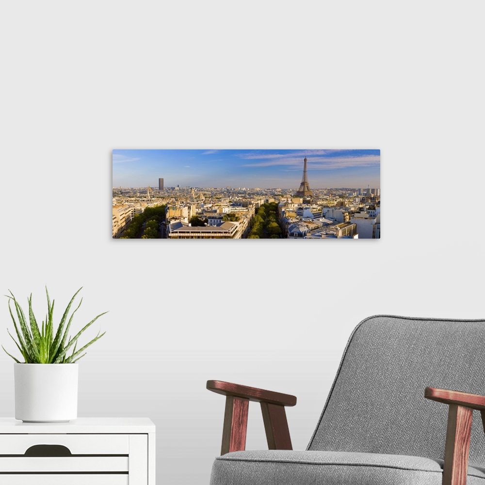 A modern room featuring Cityscape with Eiffel Tower in background Paris Ile de France France