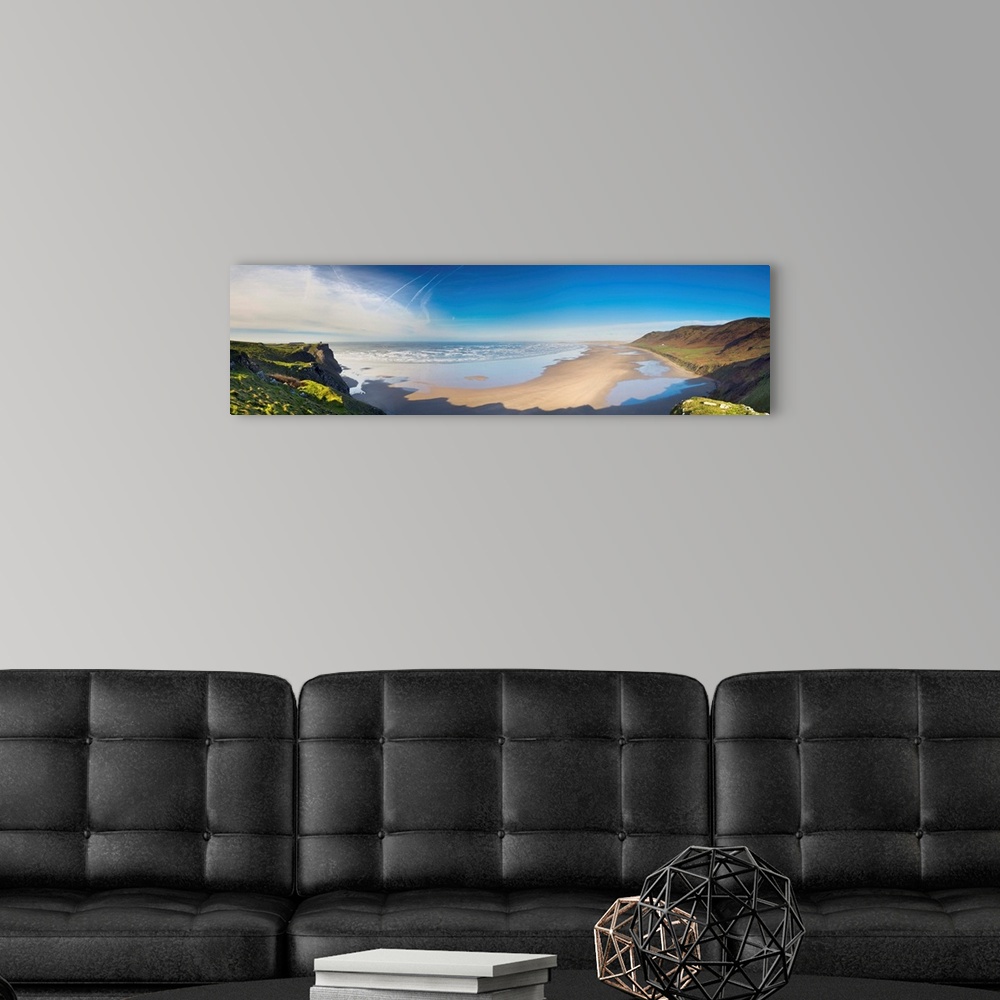 A modern room featuring Cliff at seaside, Rhossili Bay, Gower Peninsular, South Wales, Wales