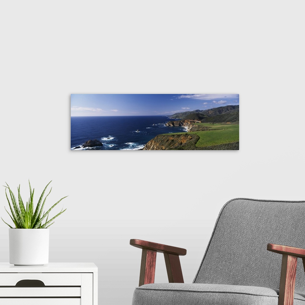 A modern room featuring Cliffs on the coast, Big Sur, California