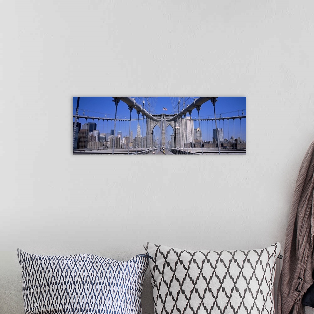 A bohemian room featuring Close-up of a bridge, Brooklyn Bridge, Manhattan, New York City, New York State