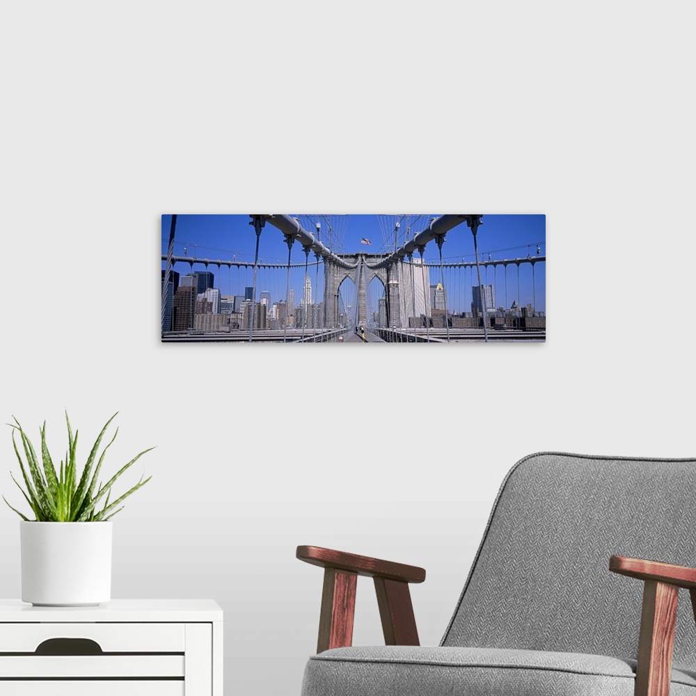 A modern room featuring Close-up of a bridge, Brooklyn Bridge, Manhattan, New York City, New York State