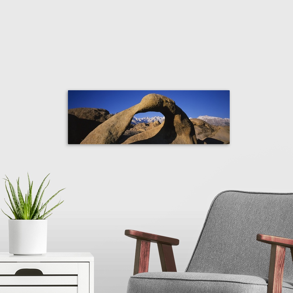 A modern room featuring Close-up of a natural arch, Lone Pine Peak, Mt Whitney, California