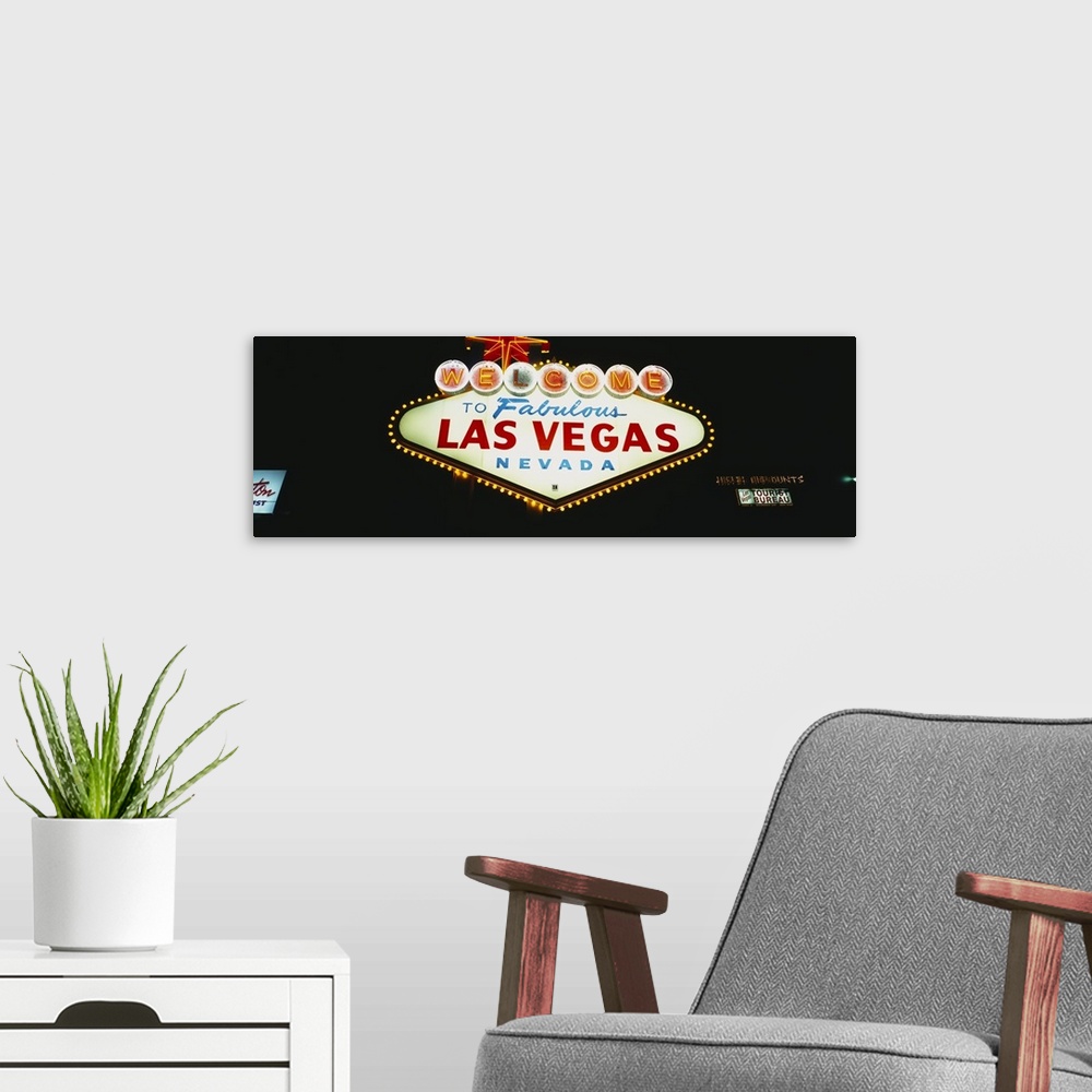 A modern room featuring Close-up of a welcome sign, Las Vegas, Nevada