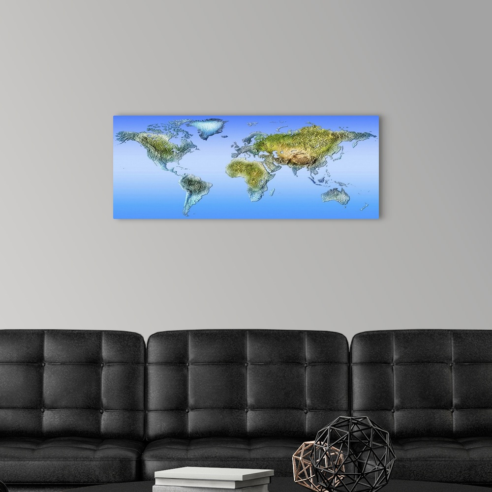 A modern room featuring Close up of a world map