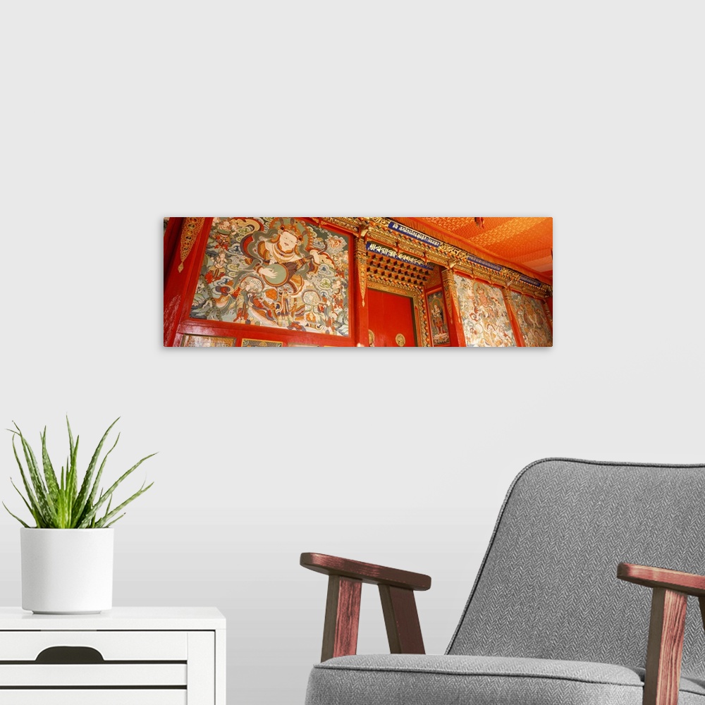 A modern room featuring Close-up of paintings in a monastery, Tongren, Qinghai, China