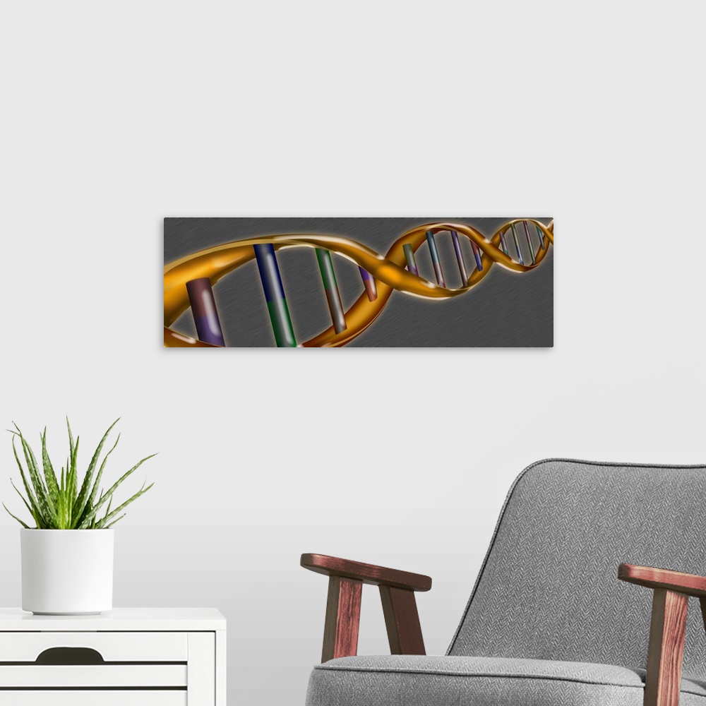 A modern room featuring Close-up of the structure of DNA