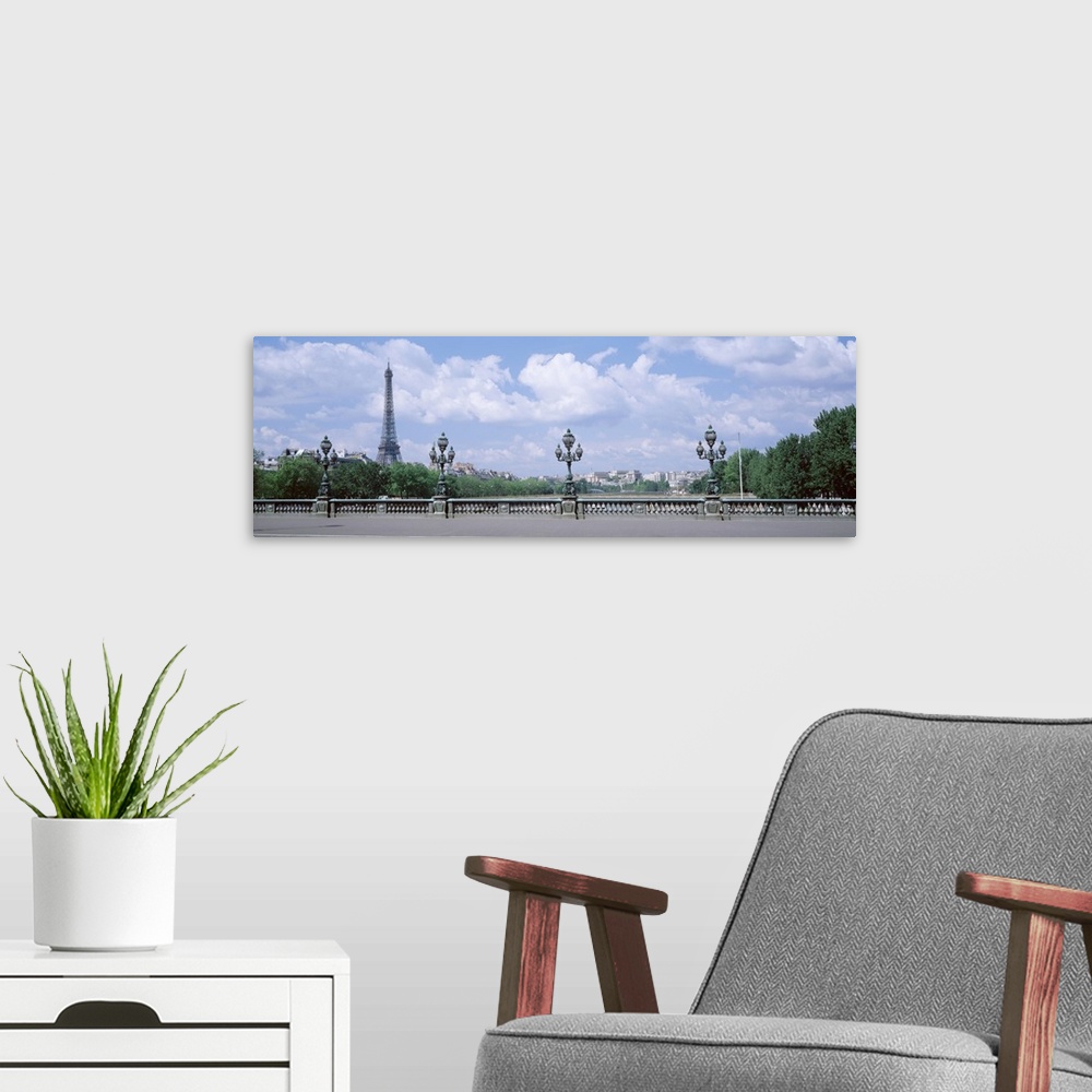 A modern room featuring Cloud over the Eiffel Tower, Pont Alexandre III, Paris, France