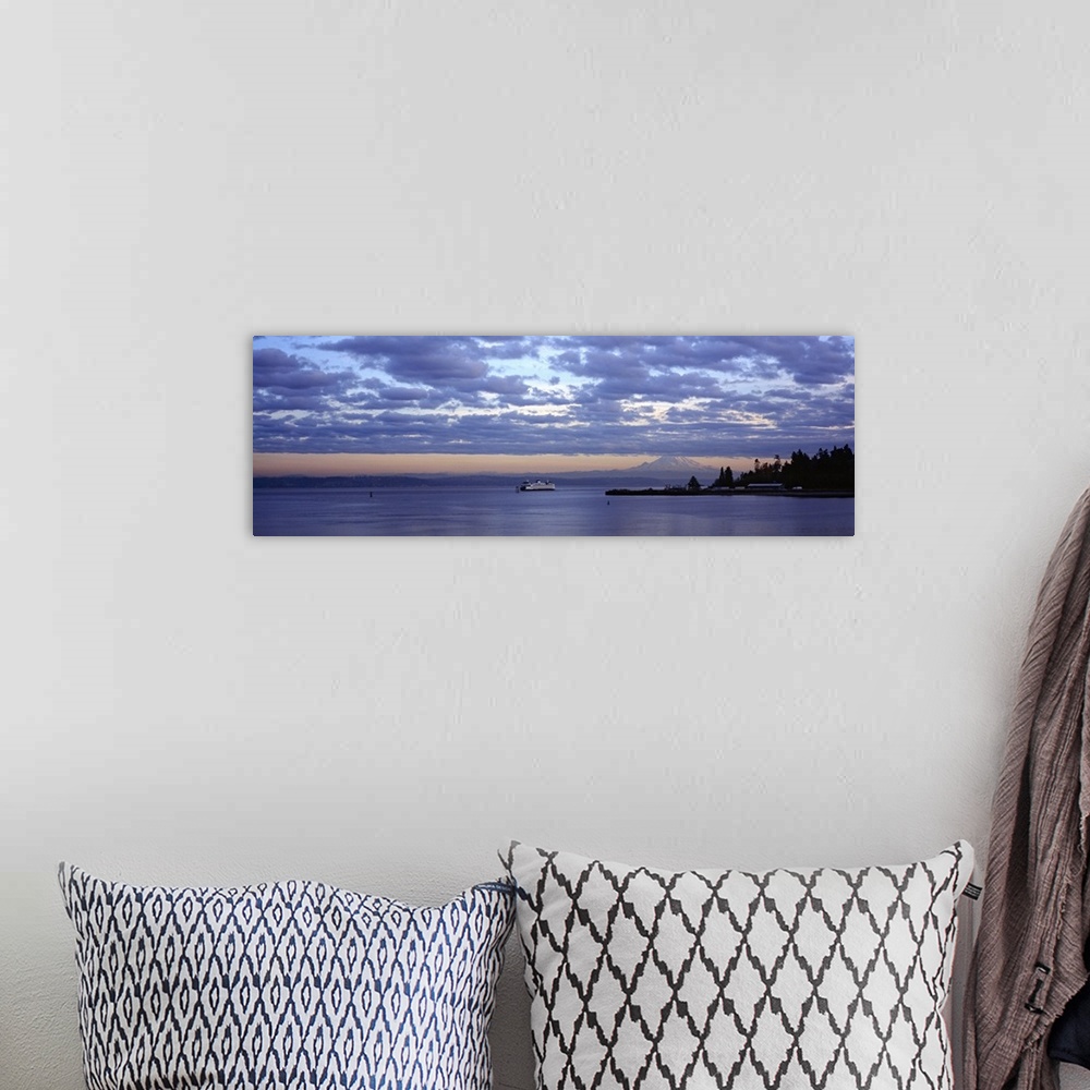 A bohemian room featuring Clouded sky over the sea, Elliott Bay, Puget Sound, Washington State